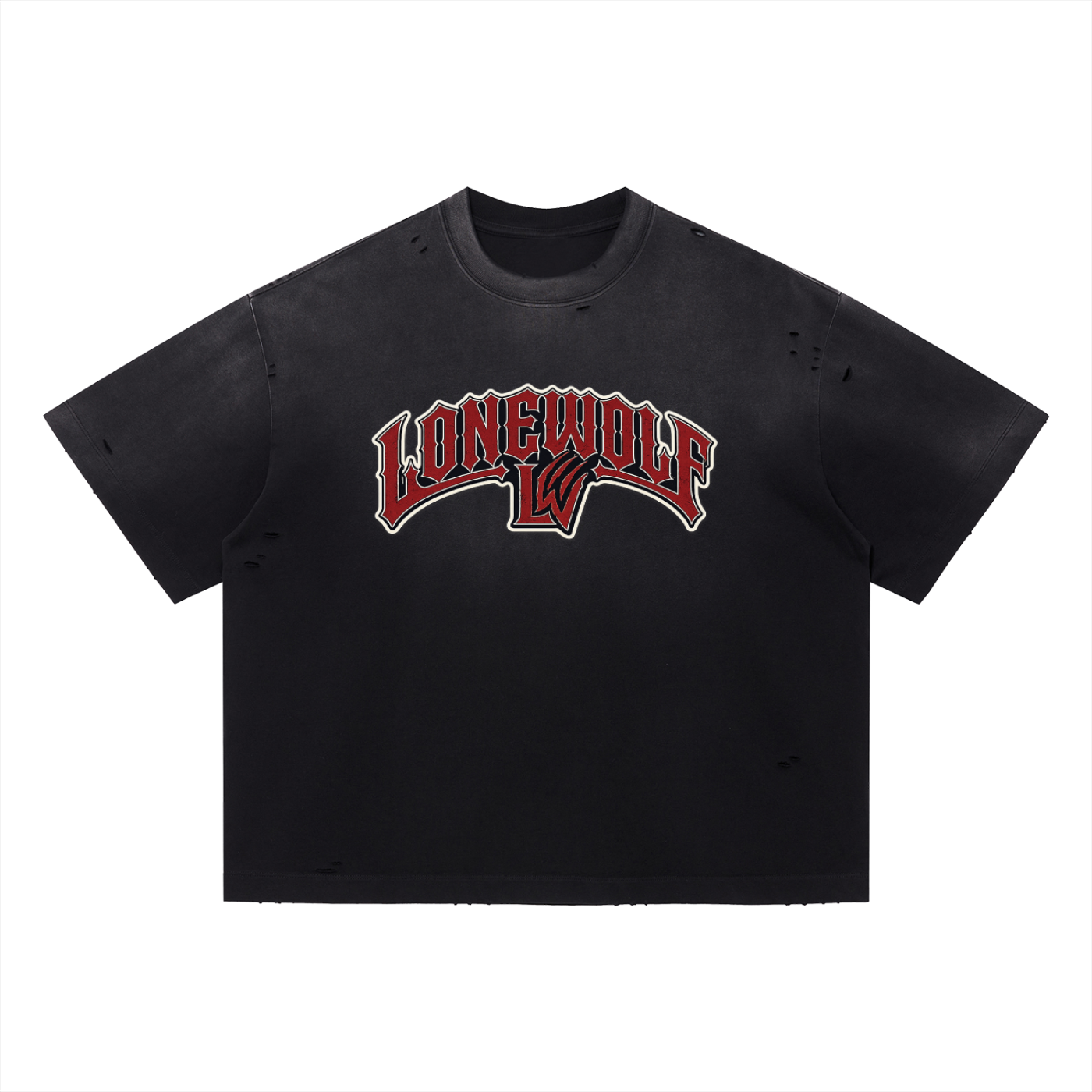 LONEWOLF Vintage Washed Distressed Boxy Oversized T-Shirt