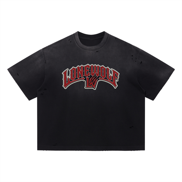 LONEWOLF Vintage Washed Distressed Boxy Oversized T-Shirt