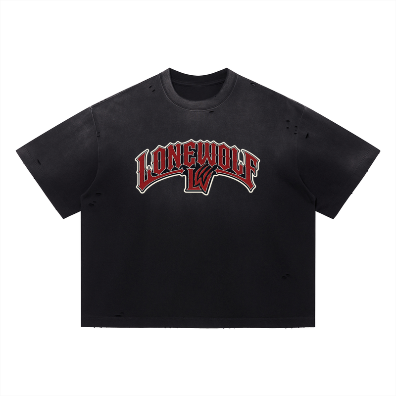 LONEWOLF Vintage Washed Distressed Boxy Oversized T-Shirt