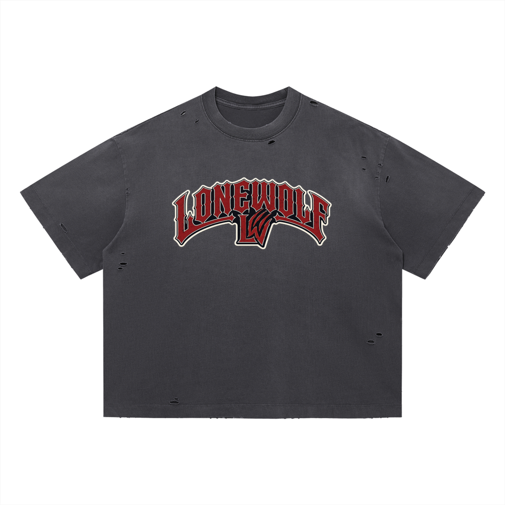 LONEWOLF Vintage Washed Distressed Boxy Oversized T-Shirt