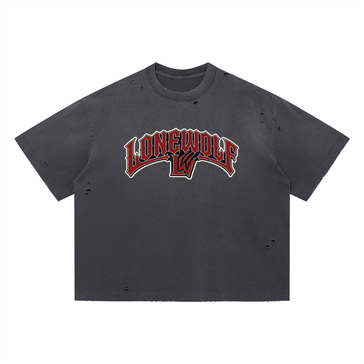 LONEWOLF Vintage Washed Distressed Boxy Oversized T-Shirt